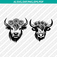 Highland Cow Flower Head SVG Mascot Cut File Cricut Clipart Silhouette Png