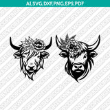 Highland Cow Flower Head SVG Mascot Cut File Cricut Clipart Silhouette Png