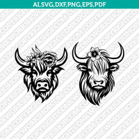 Highland Cow Flower Head SVG Mascot Cut File Cricut Clipart Silhouette Png