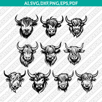 Highland Cow Head SVG Mascot Cut File Cricut Clipart Silhouette Png