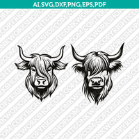 Highland Cow Head SVG Mascot Cut File Cricut Clipart Silhouette Png