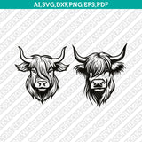 Highland Cow Head SVG Mascot Cut File Cricut Clipart Silhouette Png