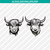 Highland Cow Head SVG Mascot Cut File Cricut Clipart Silhouette Png