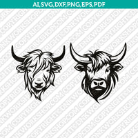Highland Cow Head SVG Mascot Cut File Cricut Clipart Silhouette Png