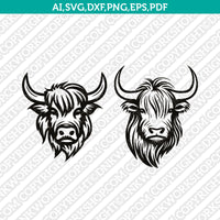 Highland Cow Head SVG Mascot Cut File Cricut Clipart Silhouette Png