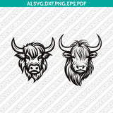Highland Cow Head SVG Mascot Cut File Cricut Clipart Silhouette Png