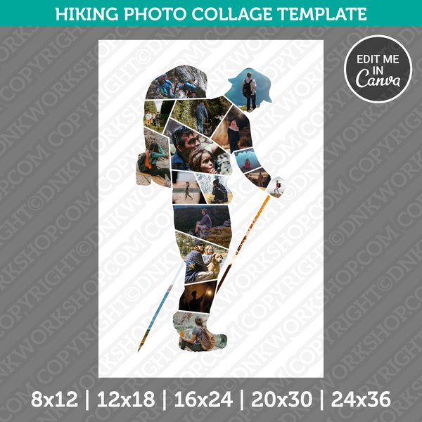 Hiking Mountain Photo Collage Template Canva PDF