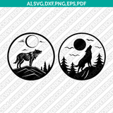 Howling Wolf SVG Cut File Cricut Clipart Silhouette Png