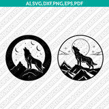 Howling Wolf SVG Cut File Cricut Clipart Silhouette Png