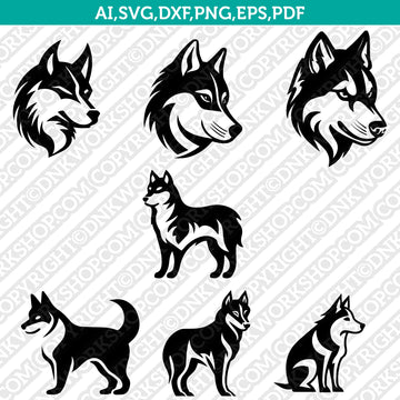 Husky dog mascot SVG cut file