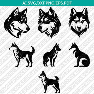 Husky dog mascot SVG cut file