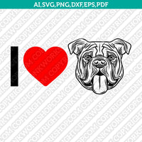 I Love Bulldog Dog Breed SVG Cricut Cut File Silhouette Cameo Cricut Clipart Png Eps Dxf Vector