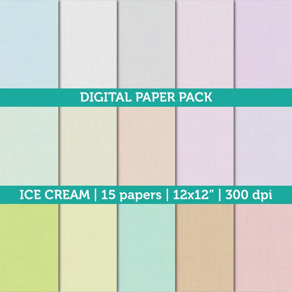 Digital Papers | Digital Scrapbooking Ice Cream Linen Textured Paper Instant Download