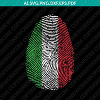 Italy Italian Flag Its In My DNA Fingerprint SVG Vector Silhouette Cameo Cricut Cut File  Dxf Eps Clipart Png