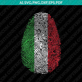 Italy Italian Flag Its In My DNA Fingerprint SVG Vector Silhouette Cameo Cricut Cut File  Dxf Eps Clipart Png