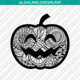 Jack O Lantern Pumpkin Halloween Mandala Zentangle SVG Laser Cut File CNC Plasma Silhouette Cameo Cricut Dfx
