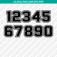 Jersey Team Sports Uniform Numbers 0 9 SVG Vector Cricut Cut File Clip art Png Eps Dxf