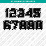 Jersey Team Sports Uniform Numbers 0 9 SVG Vector Cricut Cut File Clip art Png Eps Dxf