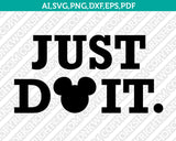 Just do it mickey minnie mouse SVG Vector Silhouette Cameo Cricut Cut File  Dxf Eps Clipart Png