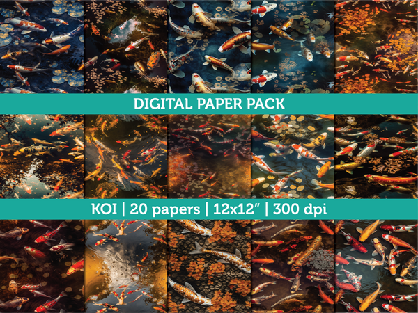 Digital Papers | Digital Scrapbooking KOI Paper Instant Download