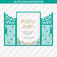 Gate Fold Wedding Invitation Template SVG Laser Cut File Vector Cricut Silhouette Cameo Clipart Png Dxf Eps