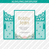 Gate Fold Wedding Invitation Template SVG Laser Cut File Vector Cricut Silhouette Cameo Clipart Png Dxf Eps