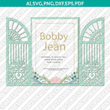 Lace Gate Fold Wedding Invitation Template Quinceanera Christening SVG Laser Cut File Vector Cricut Silhouette Cameo Clipart Png Dxf Eps