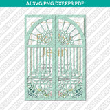 Lace Gate Fold Wedding Invitation Template Quinceanera Christening SVG Laser Cut File Vector Cricut Silhouette Cameo Clipart Png Dxf Eps
