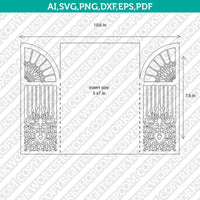 Lace Gate Fold Wedding Invitation Template Quinceanera Christening SVG Laser Cut File Vector Cricut Silhouette Cameo Clipart Png Dxf Eps