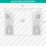 Lace Gate Fold Wedding Invitation Template Quinceanera Christening SVG Laser Cut File Vector Cricut Silhouette Cameo Clipart Png Dxf Eps