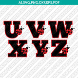 Ladybug Number Font Alphabet SVG Vector Cricut Silhouette PNG