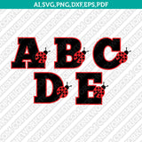 Ladybug Number Font Alphabet SVG Vector Cricut Silhouette PNG