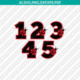 Ladybug Number Font Alphabet SVG Vector Cricut Silhouette PNG