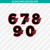 Ladybug Number Font Alphabet SVG Vector Cricut Silhouette PNG