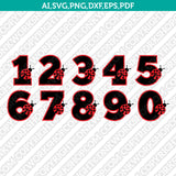 Ladybug Number Font Alphabet SVG Vector Cricut Silhouette PNG