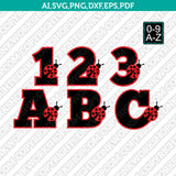 Ladybug Number Font Alphabet SVG Vector Cricut Silhouette PNG