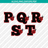 Ladybug Number Font Alphabet SVG Vector Cricut Silhouette PNG