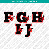 Ladybug Number Font Alphabet SVG Vector Cricut Silhouette PNG