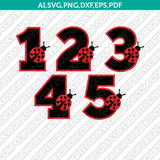 Ladybug Numbers SVG Cut File Cricut Vector Sticker Decal Silhouette Cameo Dxf PNG Eps