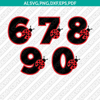 Ladybug Numbers SVG Cut File Cricut Vector Sticker Decal Silhouette Cameo Dxf PNG Eps