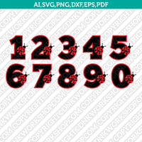 Ladybug Numbers SVG Cut File Cricut Vector Sticker Decal Silhouette Cameo Dxf PNG Eps