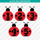 Ladybug Numbers SVG Vector Silhouette Cameo Cricut Cut File Clipart Png Dxf Eps