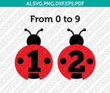 Ladybug Numbers SVG Vector Silhouette Cameo Cricut Cut File Clipart Png Dxf Eps