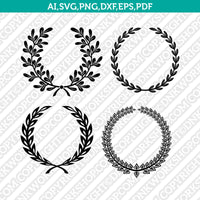 Laurel Wreath Round Circle Monogram Frame¬ SVG Vector Silhouette Cameo Cricut Cut File Clipart Png Dxf Eps