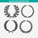 Laurel Wreath Round Circle Monogram Frame¬ SVG Vector Silhouette Cameo Cricut Cut File Clipart Png Dxf Eps