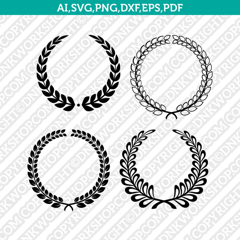 Laurel Wreath Round Circle Monogram Frame¬ SVG Vector Cricut Cut File ...
