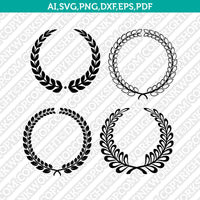 Laurel Wreath Round Circle Monogram Frame¬ SVG Vector Silhouette Cameo Cricut Cut File Clipart Png Dxf Eps