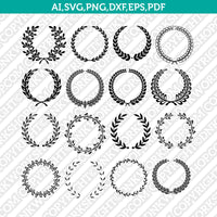 Laurel Wreath Round Circle Monogram Frame¬ SVG Vector Silhouette Cameo Cricut Cut File Clipart Png Dxf Eps