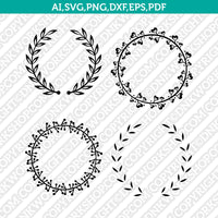 Laurel Wreath Round Circle Monogram Frame¬ SVG Vector Silhouette Cameo Cricut Cut File Clipart Png Dxf Eps