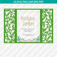 Leaves Leaf Floral Flower Gate Fold Wedding Invitation Template Quinceanera Christening  SVG Vector Silhouette Cameo Cricut Laser Cut File Clipart Png Dxf Eps